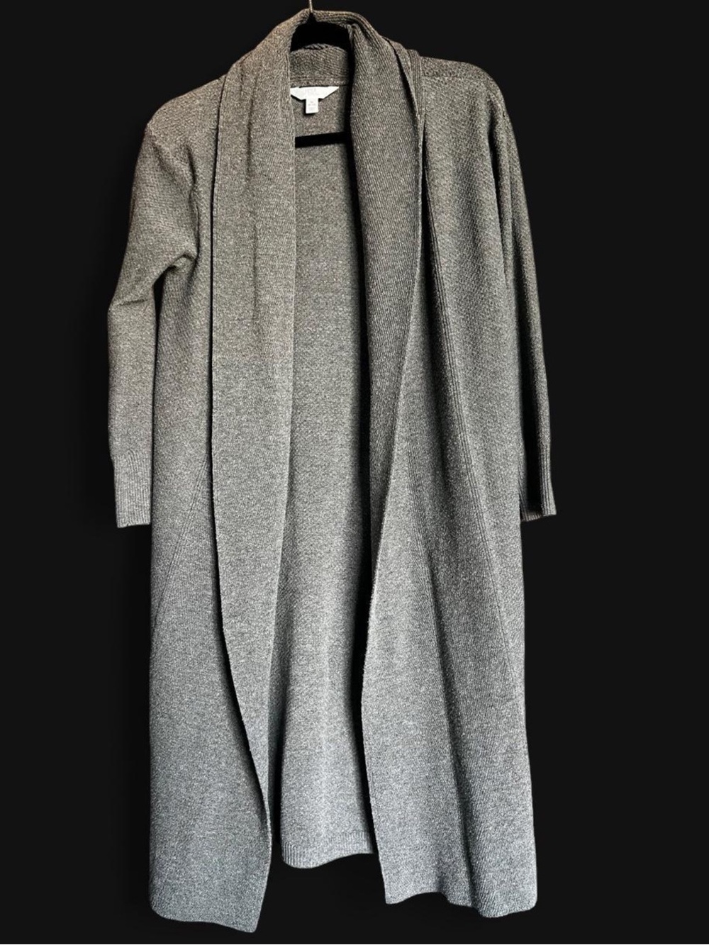Time and Tru Heather Gray Open-Front Long Cardigan